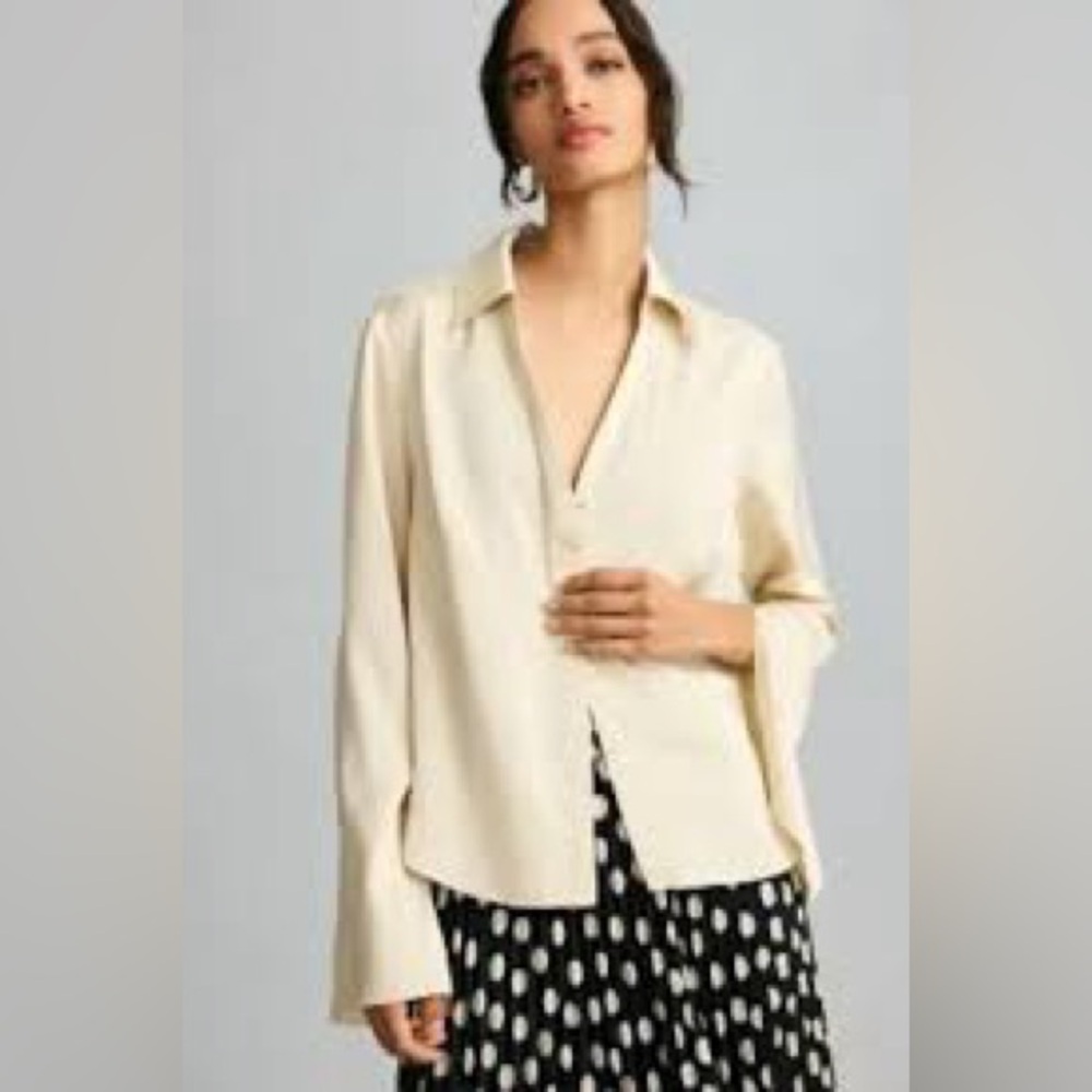 Sunday in Brooklyn Cream Button-Front Blouse
